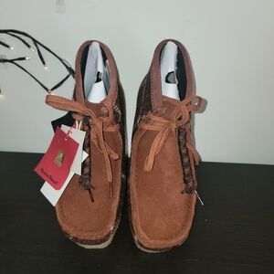 Clarks Original Wallabee Harris Tweed  Rust Combination Boot